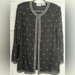 Chic Black Embroidered Women's Blouse